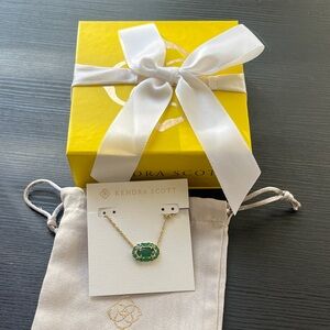 Kendra Scott Gold Necklace with Emerald Green Pendant